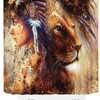 Native American Lion Shower Curtain - Feather Indian Wildlife Bathroom Decor