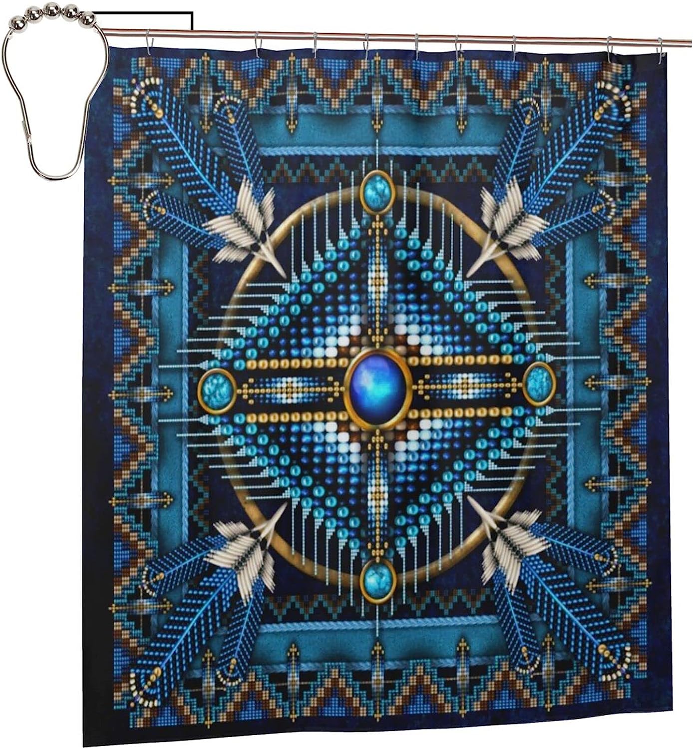Native American Mandala Shower Curtain - Ethnic Bathroom Decoration