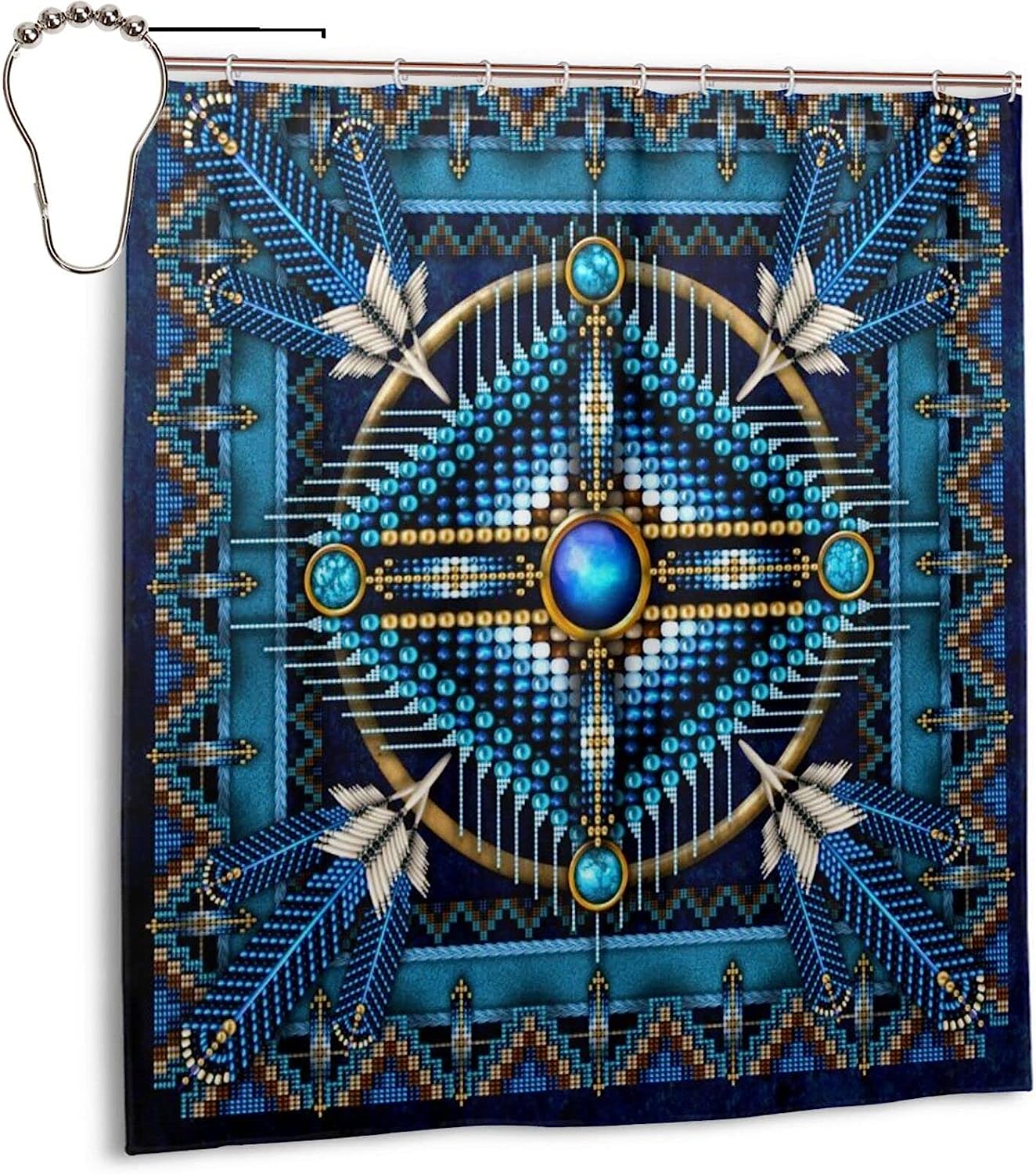 Native American Mandala Shower Curtain - Ethnic Bathroom Decoration