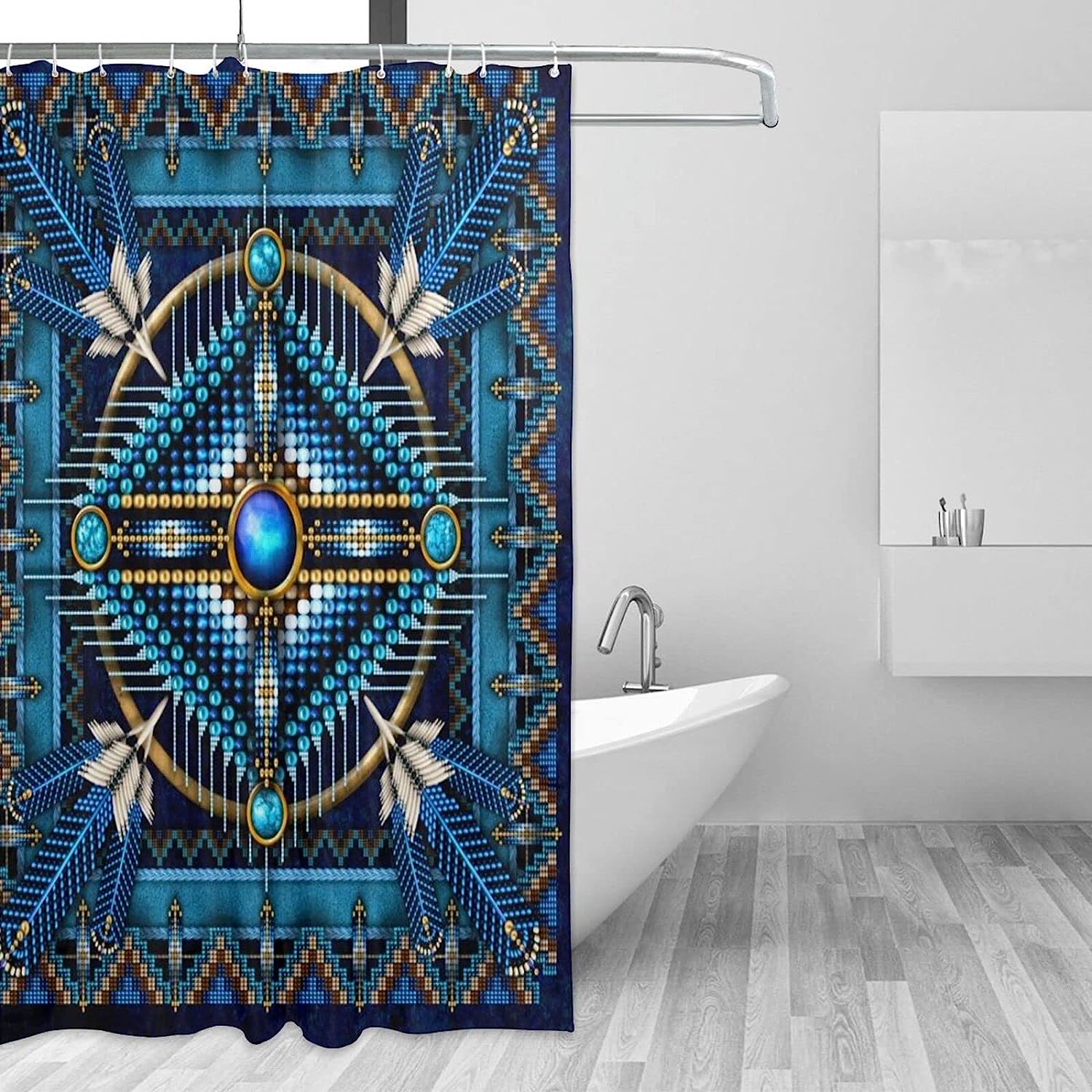 Native American Mandala Shower Curtain - Ethnic Bathroom Decoration