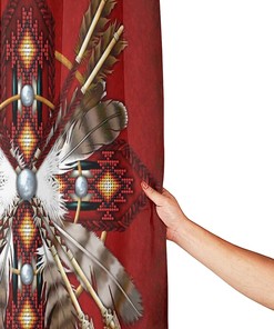 Native American Medicine Wheel Shower Curtain - Red Tribal Feather Bathroom Decor