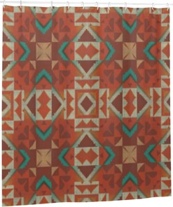 Native American Mosaic Pattern Shower Curtain - Southwestern Bathroom Decor