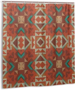 Native American Mosaic Pattern Shower Curtain - Southwestern Bathroom Decor