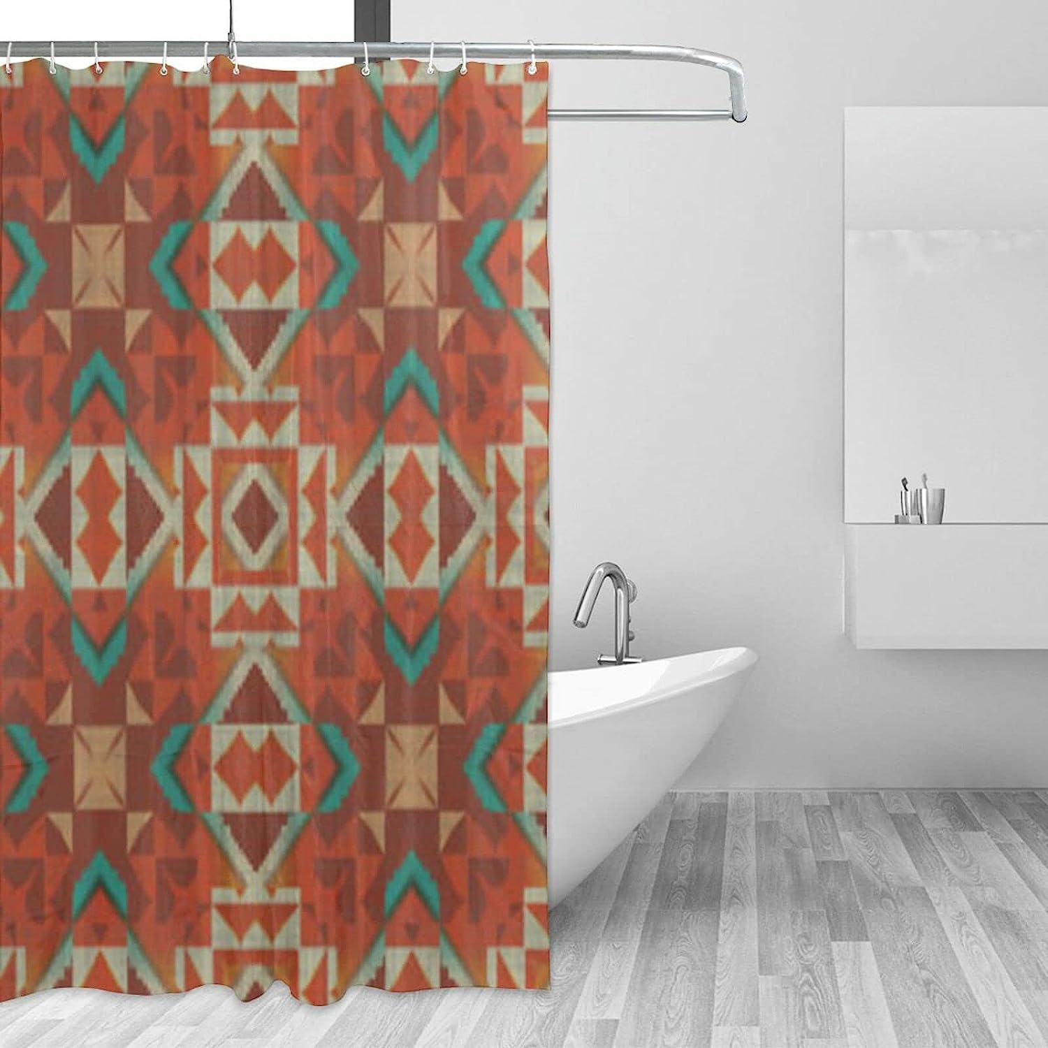 Native American Mosaic Pattern Shower Curtain - Southwestern Bathroom Decor