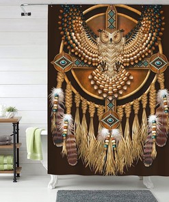 Native American Owl Mandala Shower Curtain for a Spiritual Atmosphere