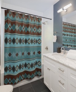 Native American Pattern Shower Curtain - Southwestern Ethnic Bathroom Decor