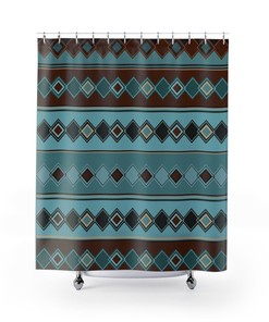 Native American Pattern Shower Curtain - Southwestern Ethnic Bathroom Decor