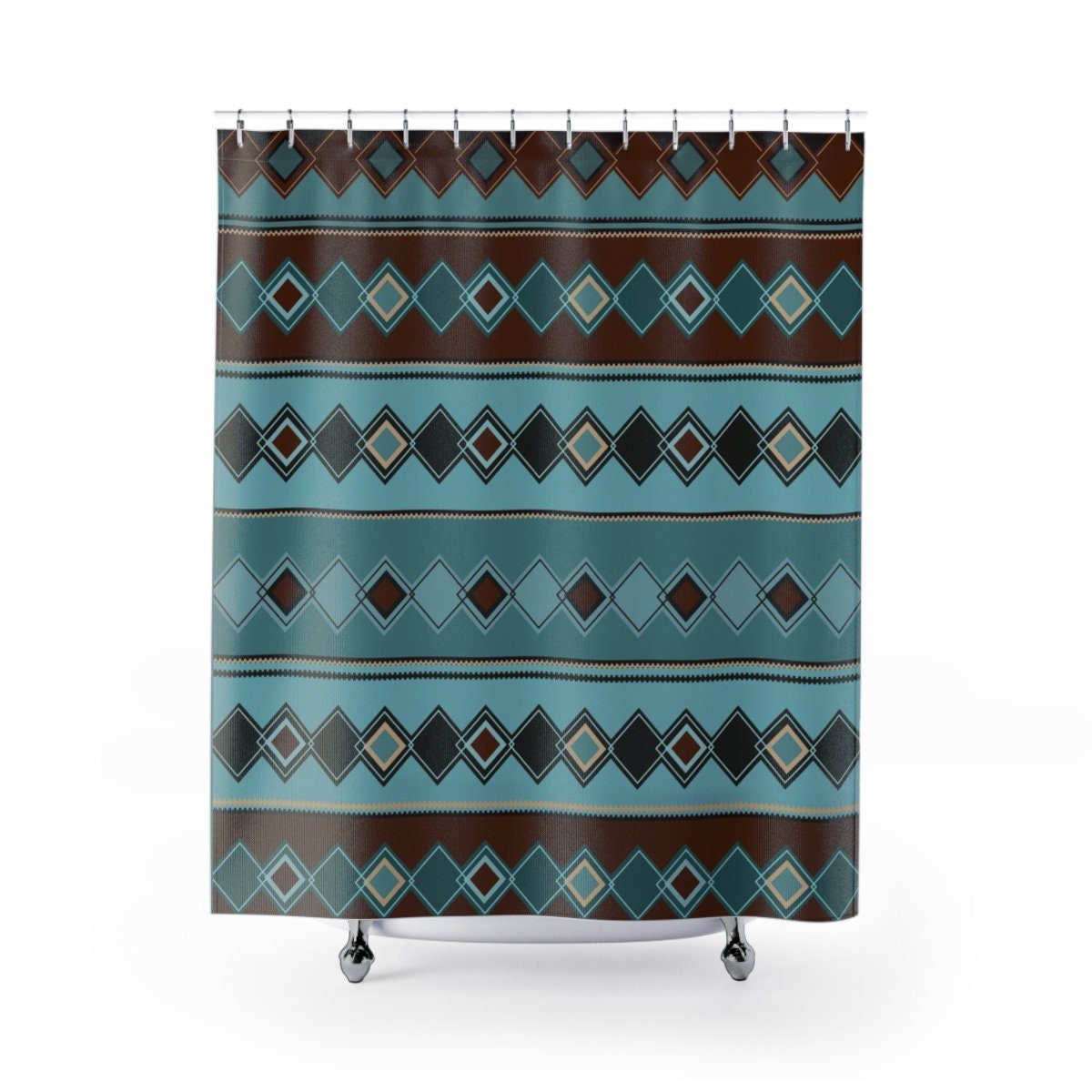 Native American Pattern Shower Curtain - Southwestern Ethnic Bathroom Decor