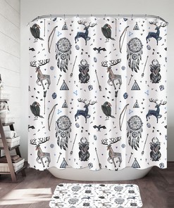 Native American Pattern Shower Curtain - Unique Animal Bathroom Decor