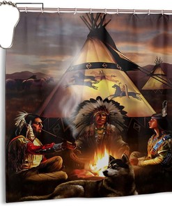 Native American Peace Pipe Shower Curtain, Beautiful Bathroom Decor