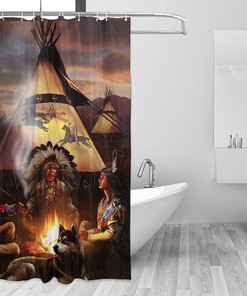 Native American Peace Pipe Shower Curtain, Beautiful Bathroom Decor