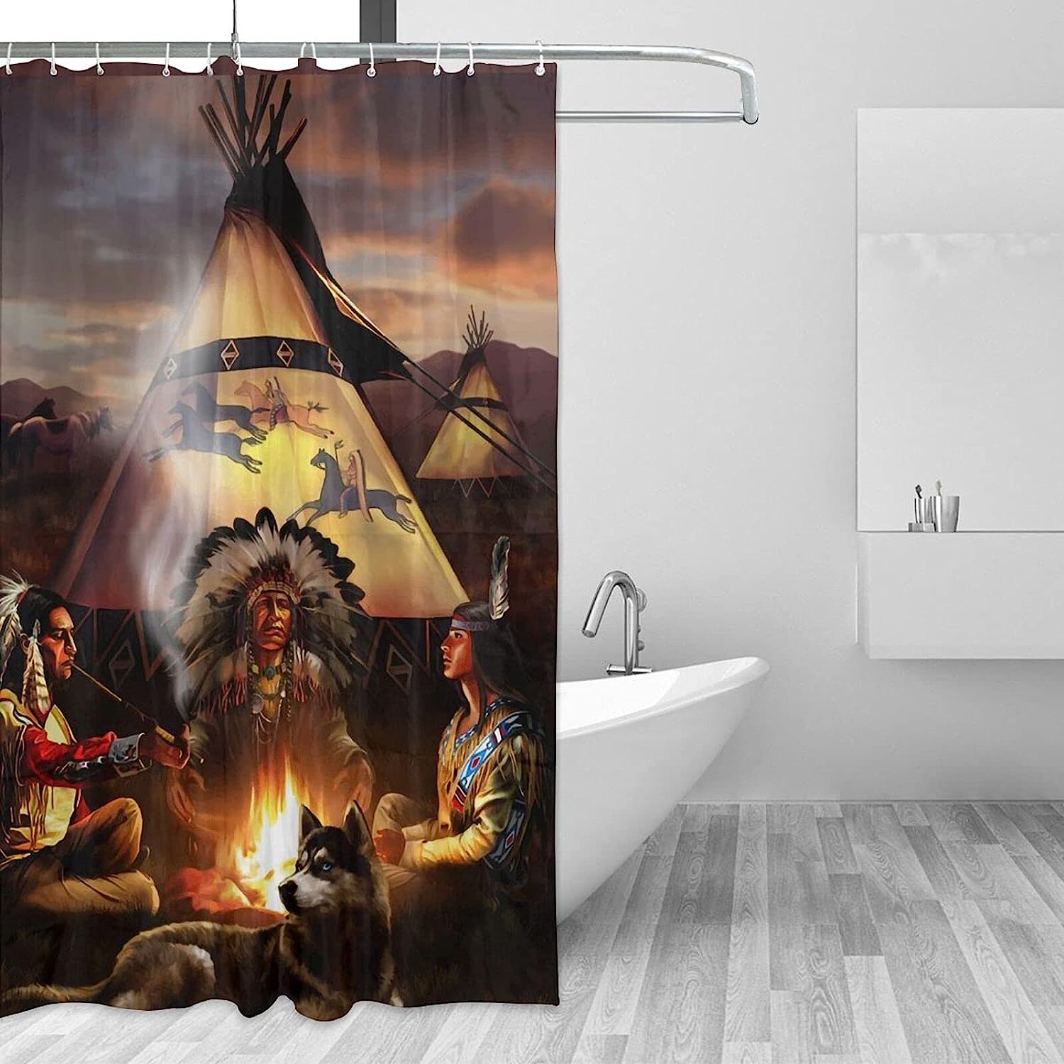 Native American Peace Pipe Shower Curtain, Beautiful Bathroom Decor