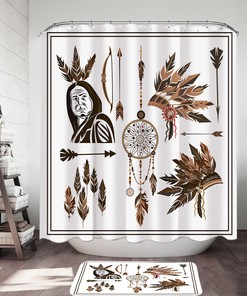 Native American Set Shower Curtain - Traditional Native American Art For Your Bathroom