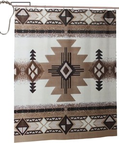 Native American Shower Curtain For Rustic Bathroom Decor With Metal Hooks