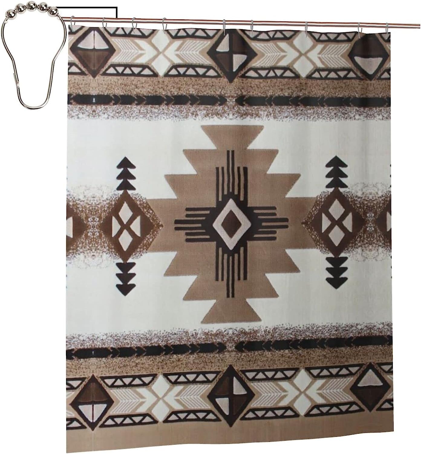 Native American Shower Curtain For Rustic Bathroom Decor With Metal Hooks