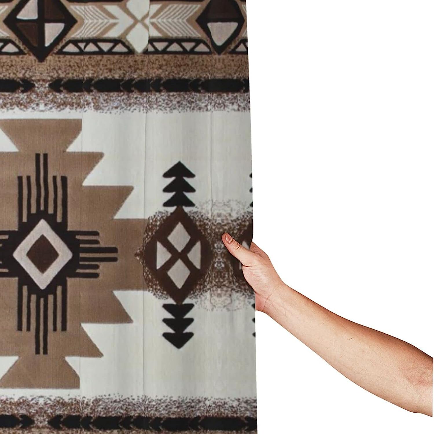 Native American Shower Curtain For Rustic Bathroom Decor With Metal Hooks - Image 2