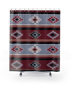 Native American Southwest Geometry Shower Curtain, Water-resistant Bathroom Decor with Tribal Design