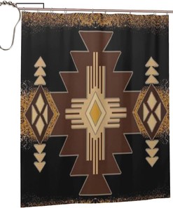 Native American Southwest Tribal Shower Curtain, Bathtub Curtain Waterproof Fabric Bathroom Decoration Set