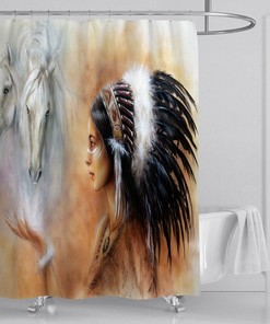 Native American Style American Indian Woman Shower Curtain Cute Home Decoration Modern Bathroom Accessories