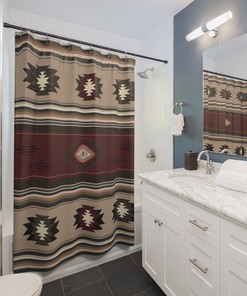 Native American Style Printed Shower Curtain, Water-resistant Bathroom Decor with Southwest Design