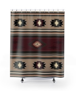 Native American Style Printed Shower Curtain, Water-resistant Bathroom Decor with Southwest Design