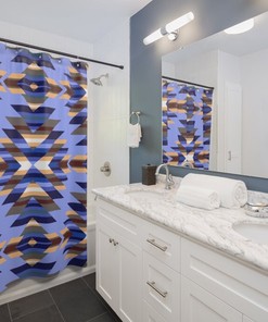 Native American Style Shower Curtain, Premium Bathroom Decor with Southwestern Pattern