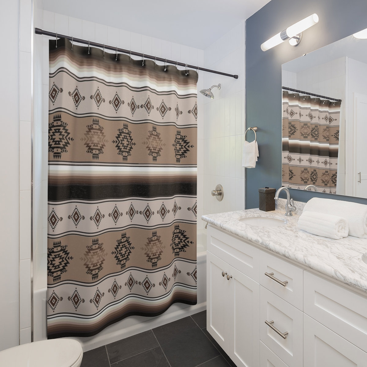 Native American Style Southwest Shower Curtain, Premium Bathroom Decor with Waterproof Fabric