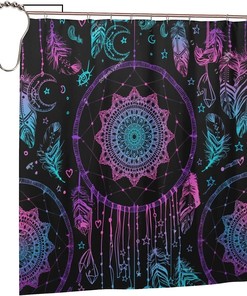 Native American Talisman Dreamcatcher Shower Curtain - Feather Bathroom Decor