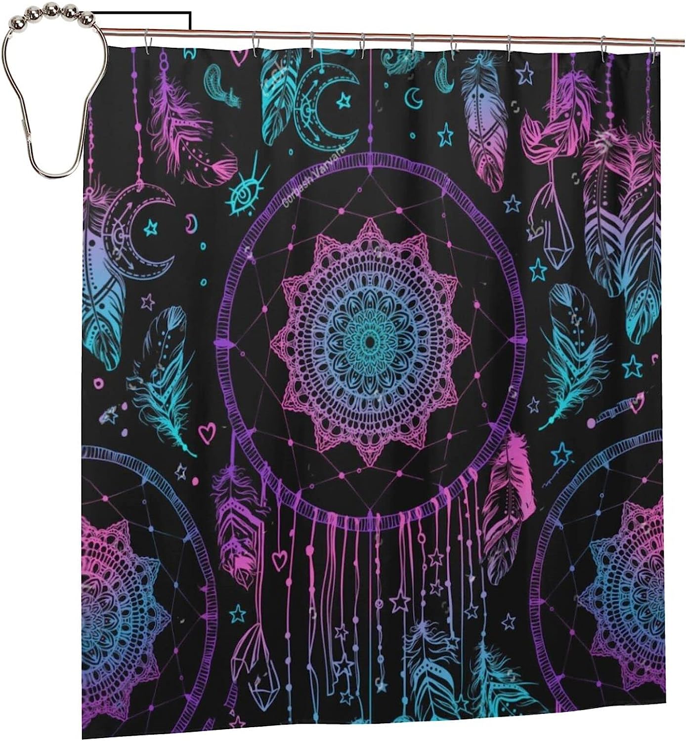Native American Talisman Dreamcatcher Shower Curtain - Feather Bathroom Decor