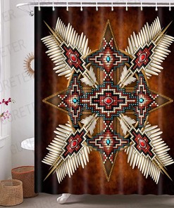 Native American Totem Arrow Shower Curtain, Ethnic Bathroom Curtains For Culturally Inspired Decor 