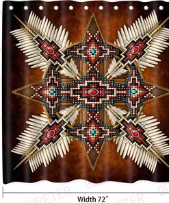 Native American Totem Arrow Shower Curtain, Ethnic Bathroom Curtains For Culturally Inspired Decor