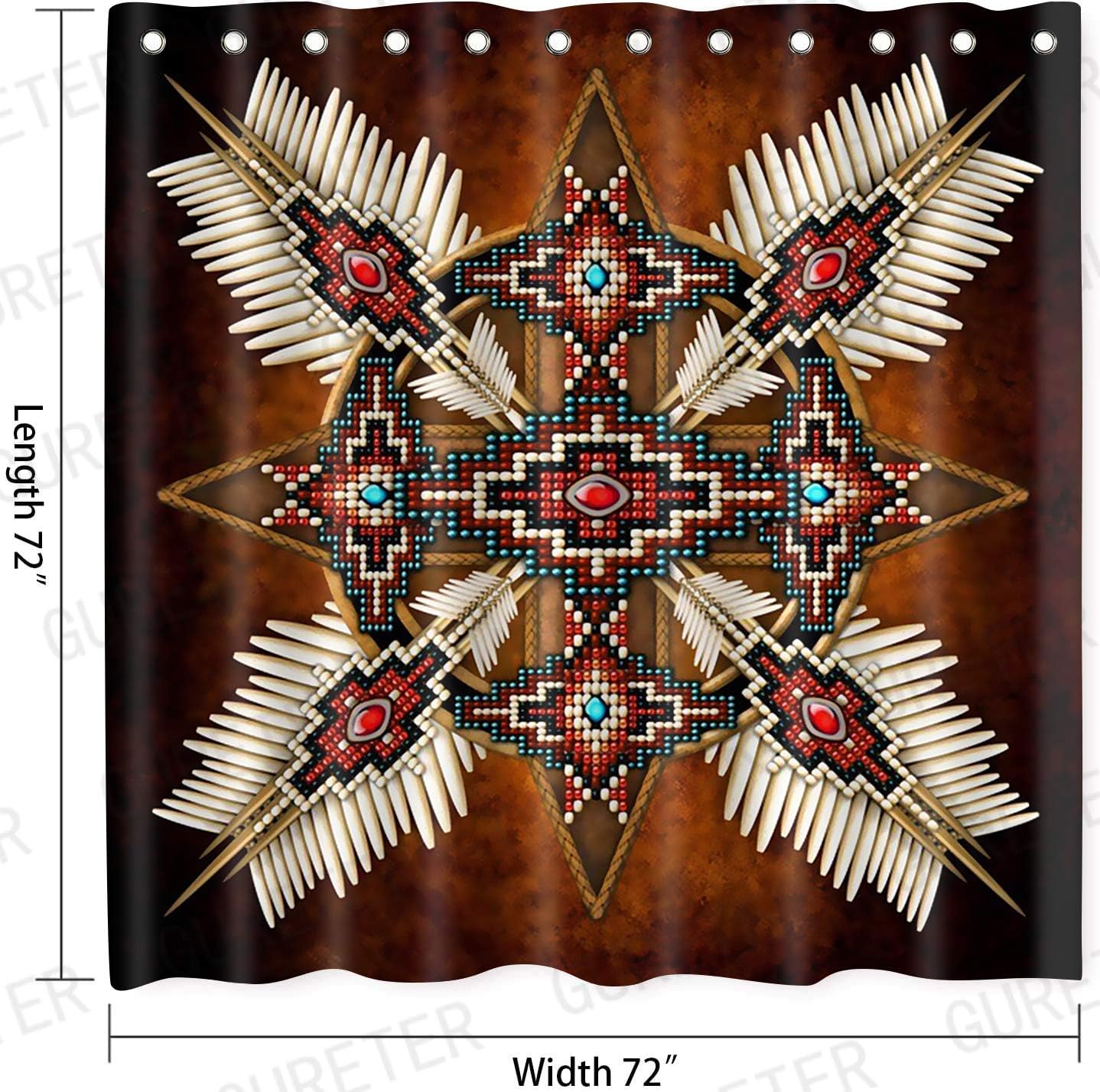 Native American Totem Arrow Shower Curtain, Ethnic Bathroom Curtains For Culturally Inspired Decor