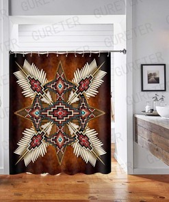Native American Totem Arrow Shower Curtain, Ethnic Bathroom Curtains For Culturally Inspired Decor