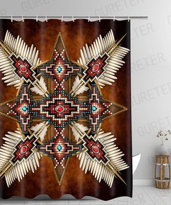 Native American Totem Arrow Shower Curtain, Ethnic Bathroom Curtains For Culturally Inspired Decor