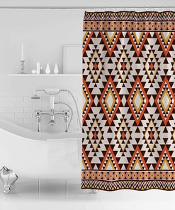 Native American Tribal Patterns Shower Curtain - Lightweight Machine Washable Waterproof Fabric Bathroom Accessory