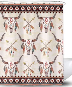 Native American Tribal Vintage Shower Curtain, Southwest Aztec Bathroom Decor
