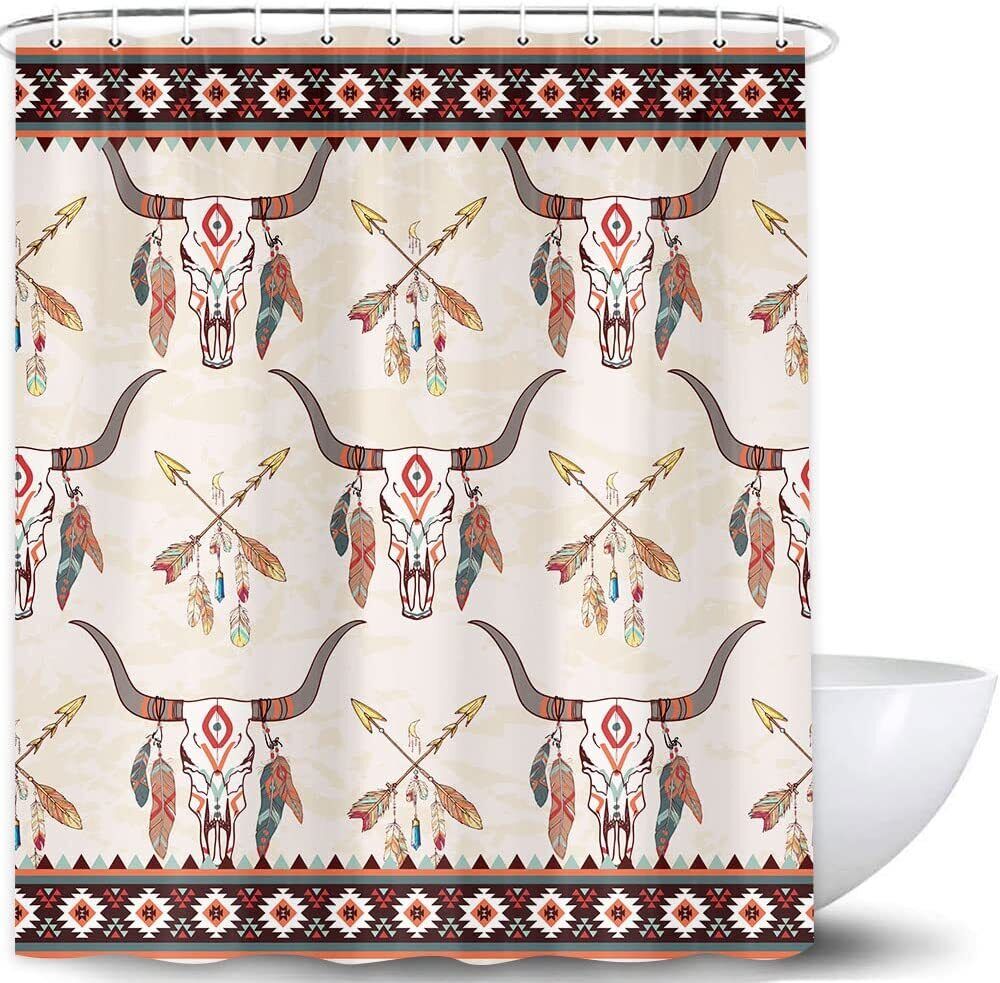 Native American Tribal Vintage Shower Curtain, Southwest Aztec Bathroom Decor