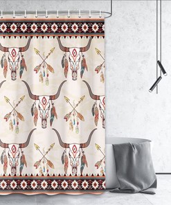 Native American Tribal Vintage Shower Curtain, Southwest Aztec Bathroom Decor