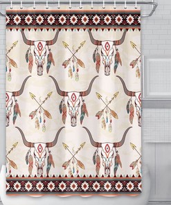 Native American Tribal Vintage Shower Curtain, Southwest Aztec Bathroom Decor