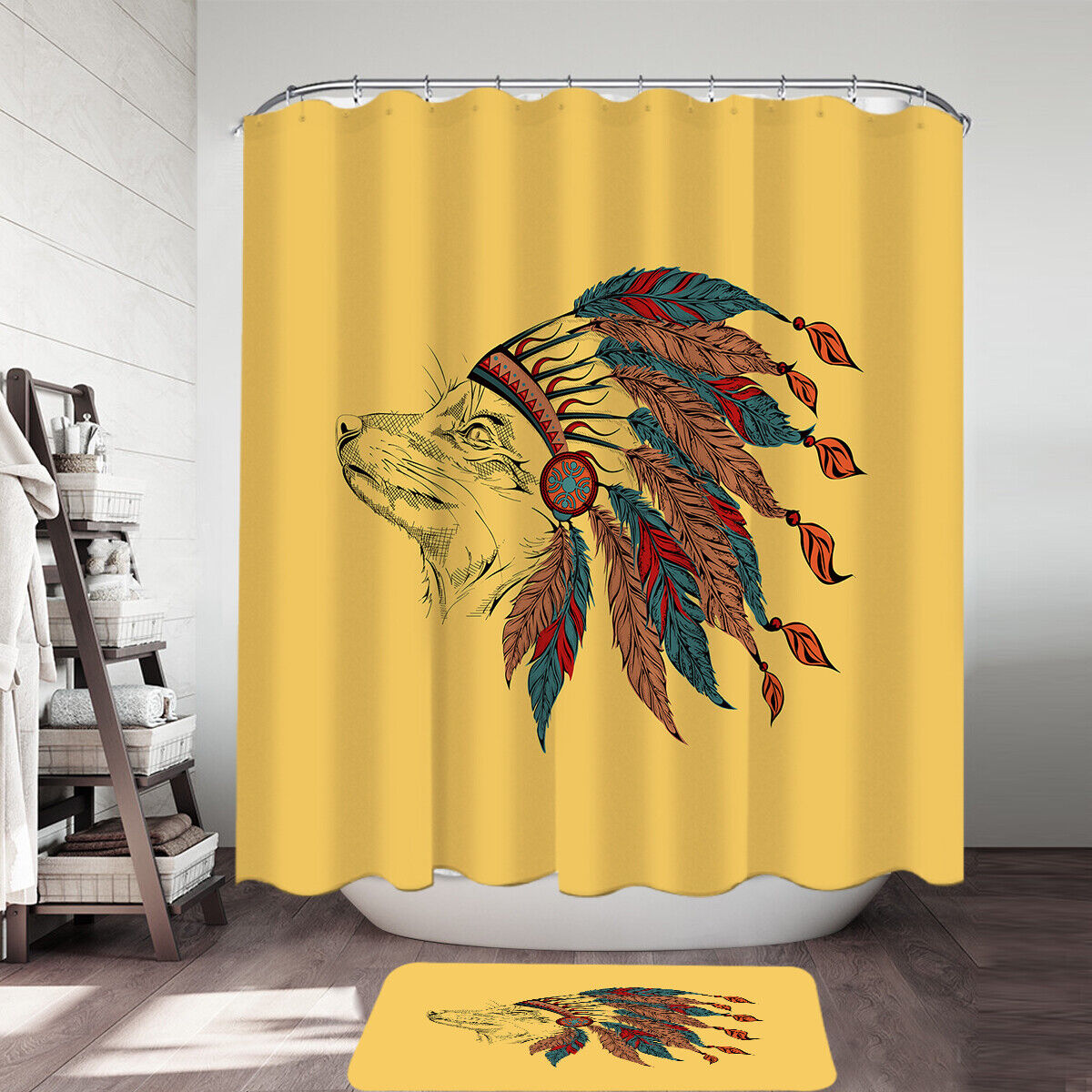Native American Tribe Shower Curtain For Ethnic Bathroom Decor