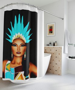 Native American Woman Shower Curtain - Ethnic Bathroom Decor Housewarming Gift