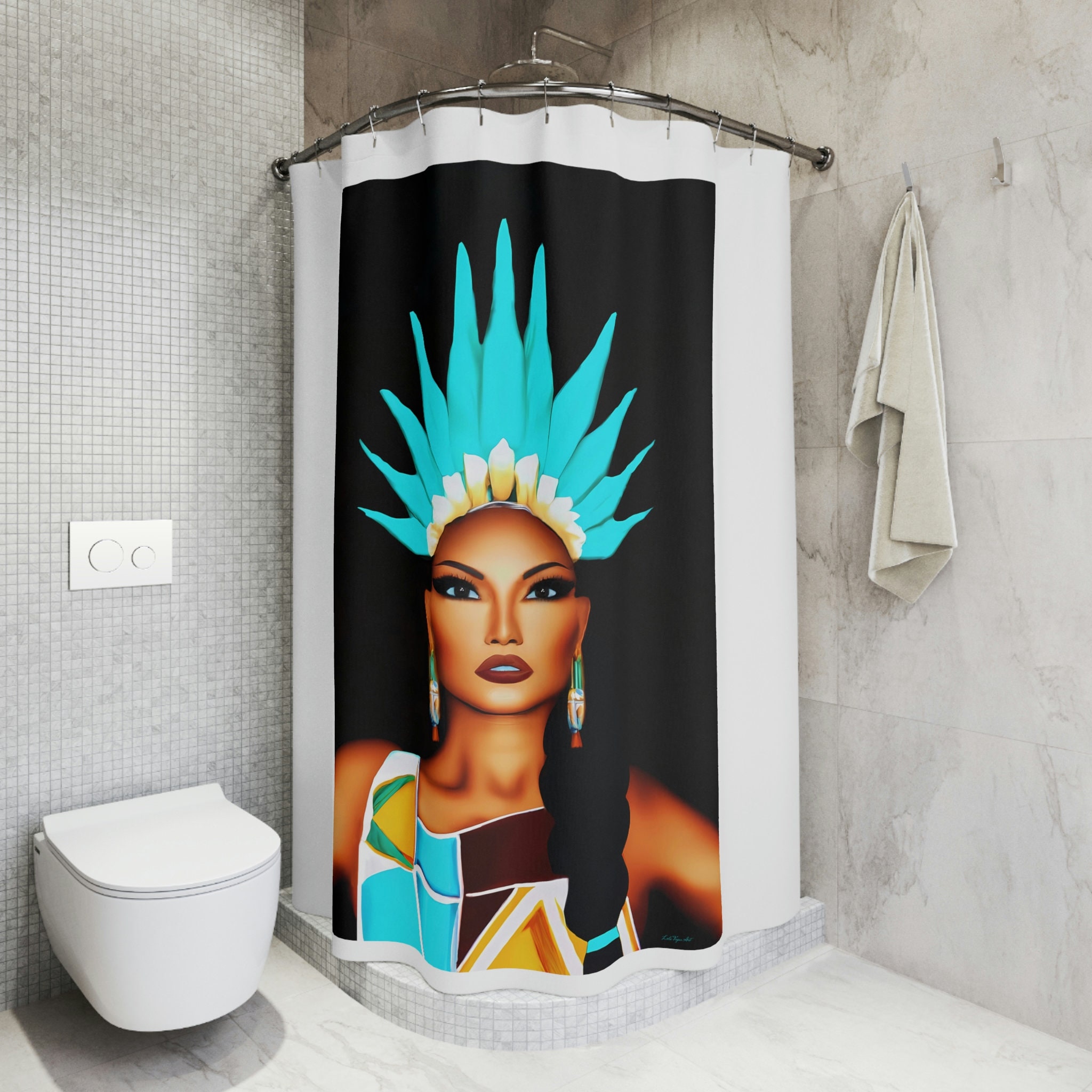 Native American Woman Shower Curtain - Ethnic Bathroom Decor Housewarming Gift