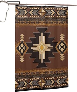 Native Indian Tribal Pattern Vintage Shower Curtain, Southwest Bathroom Decor with Waterproof Fabric