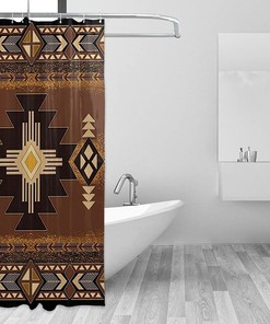 Native Indian Tribal Pattern Vintage Shower Curtain, Southwest Bathroom Decor with Waterproof Fabric