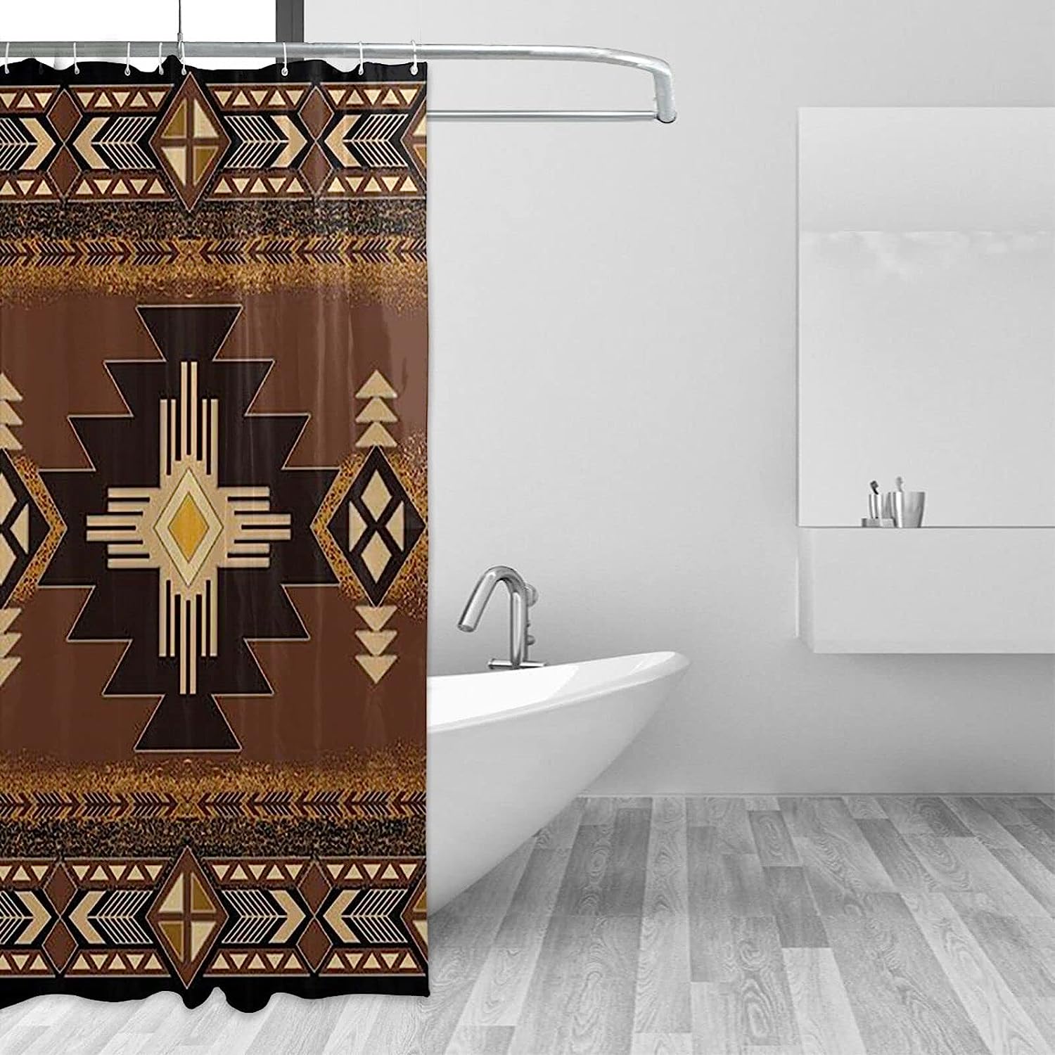 Native Indian Tribal Pattern Vintage Shower Curtain, Southwest Bathroom Decor with Waterproof Fabric