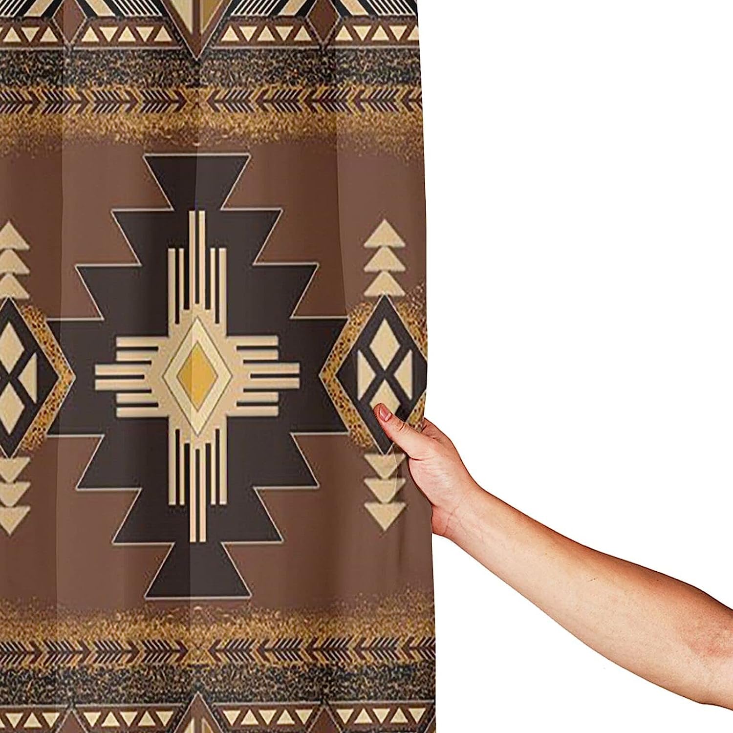 Native Indian Tribal Pattern Vintage Shower Curtain, Southwest Bathroom Decor with Waterproof Fabric
