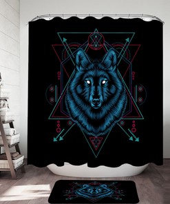 Native Spirit Blue Wolf Shower Curtain - Ethnic Bathroom Decoration
