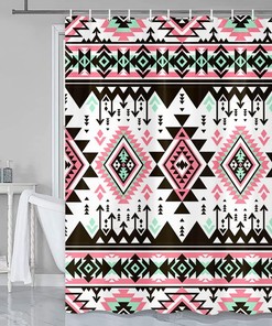 Native Tribe Grtuspr Aztec Shower Curtain With Geometric Vintage Design