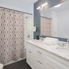 Natural Aztec Shower Curtain - Boho Bathroom Decor with Birds and Dragonfly