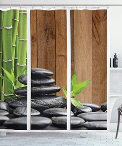 Natural Bamboo Printed Shower Curtain - Waterproof And Stylish.